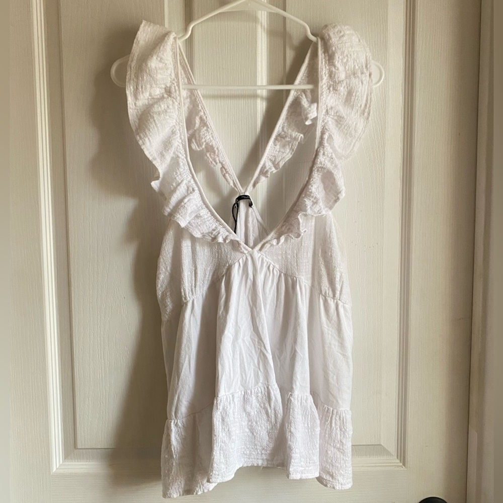 Zara white textured tank